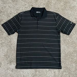 Nike Fit Dry Golf Polo, Medium, Black w/ stripes